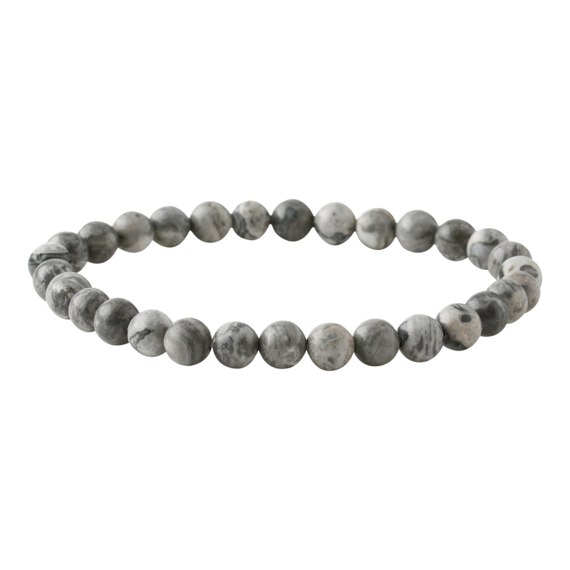 Gri Jasper 6mm Doğal Taş Bileklik
