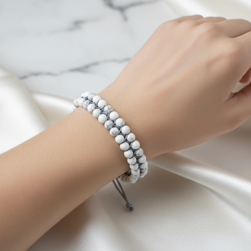 Havlit 4 mm Çift Sıra Doğal Taş Bileklik – Unisex El İşçiliği - Görsel 1 - Safnaturel