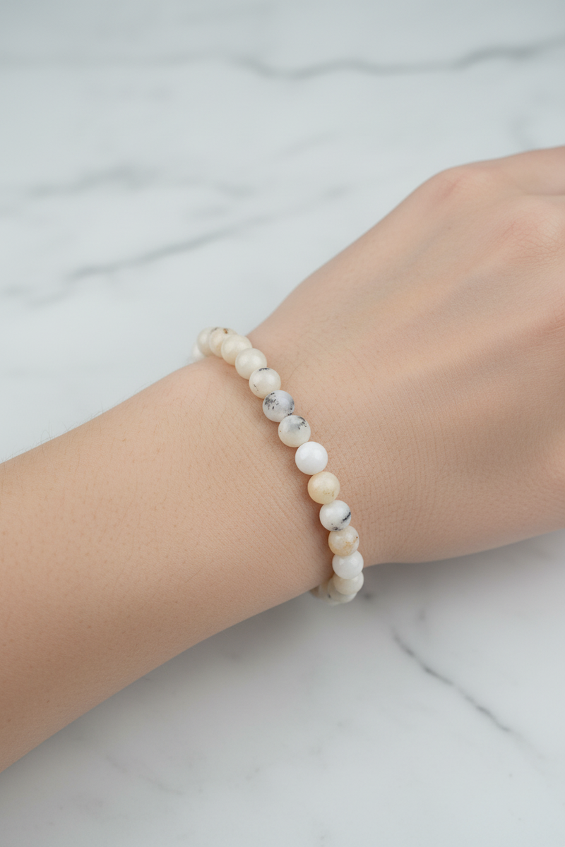 Süt Opal 6mm Doğal Taş Bileklik - Görsel 2 - Safnaturel