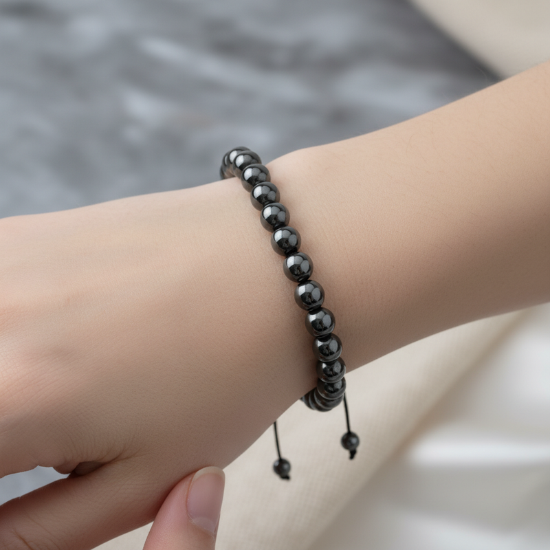 Hematit 8 mm Merdiven Kapama Doğal Taş Bileklik – El İşçiliği - Görsel 2 - Safnaturel