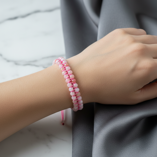 Opal Pembe 3-4 mm Çift Sıra Doğal Taş Bileklik – Unisex El İşçiliği - Görsel 1 - Safnaturel