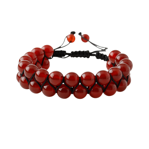 Kırmızı Akik 8mm Çift Sıra Makrome Doğal Taş Bileklik