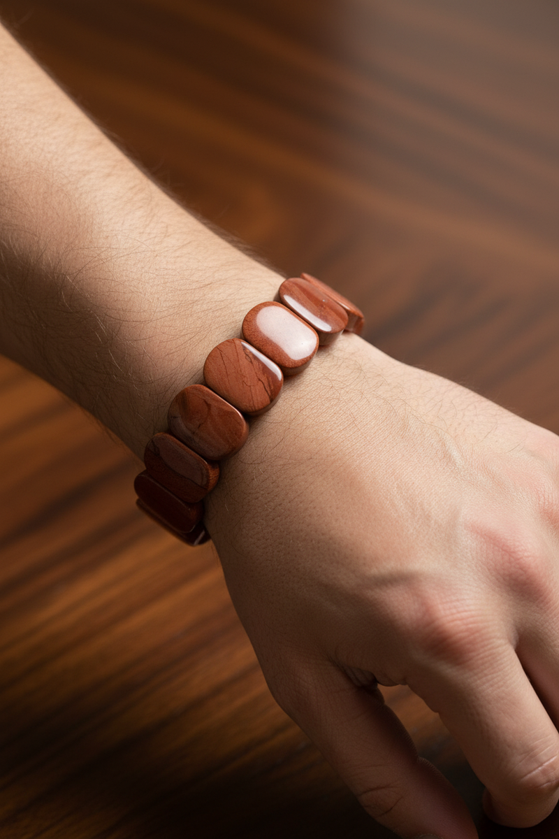 Jasper Geniş Kesim Doğal Taş Bileklik – Unisex Şık Tasarım (9 x 14 mm Özel Kesim) - Görsel 1 - Safnaturel