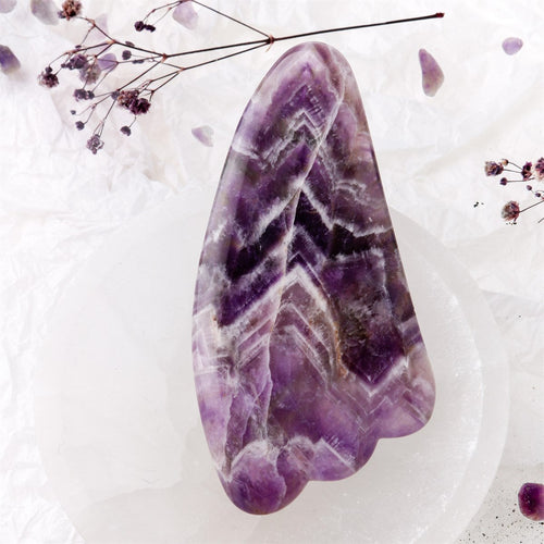 Ametist Taşı Gua Sha Yüz Masaj Taşı Kaz Ayaklı