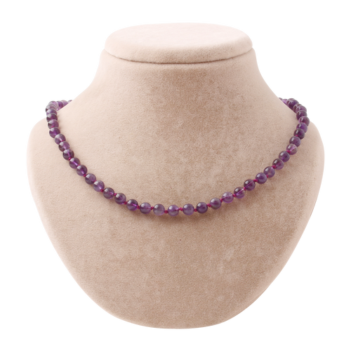 Ametist 6 mm Düğümlü Doğal Taş Kolye