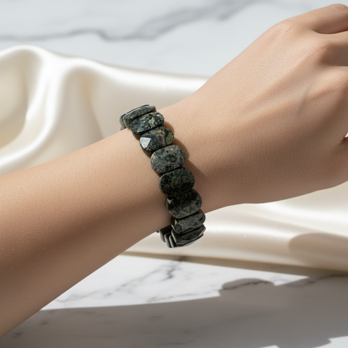 Yeşil Jasper Doğal Taş Geniş Kesim Bileklik – Unisex El İşçiliği