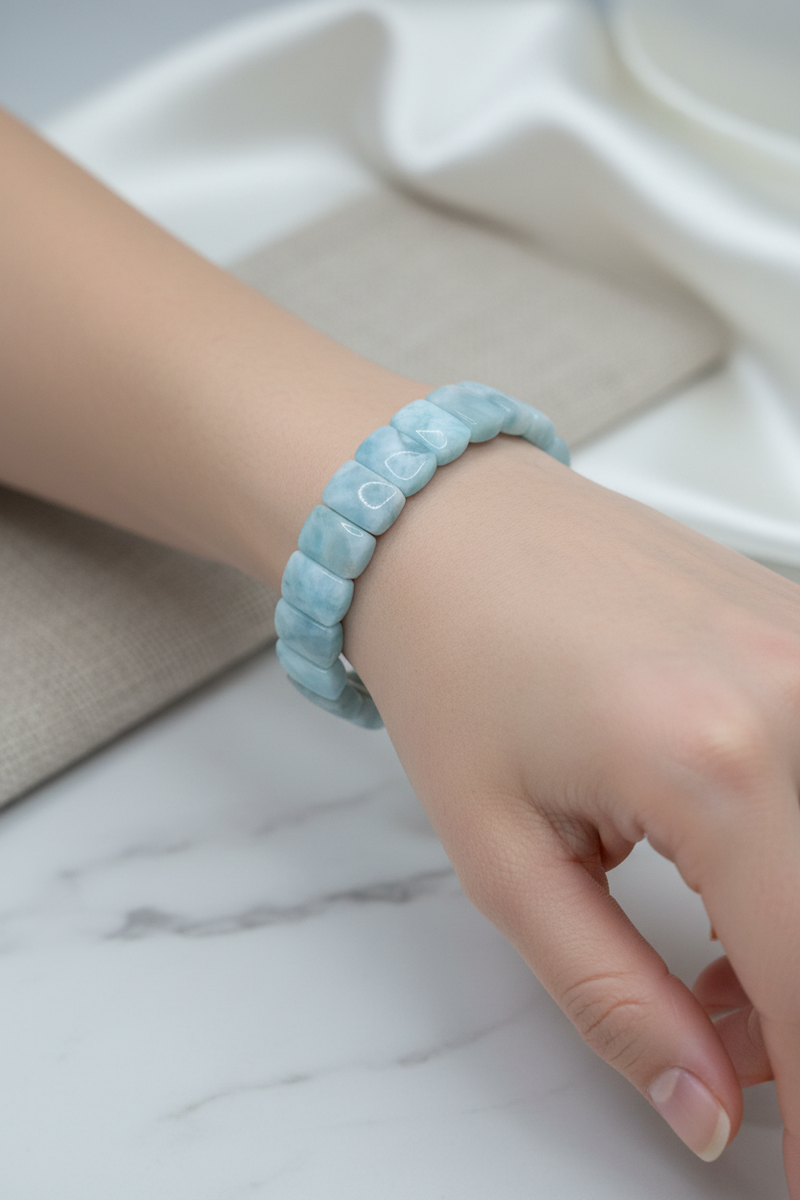 Larimar Doğal Taş Geniş Kesim Bileklik – 1. Kalite Özel Tasarım - Görsel 1 - Safnaturel