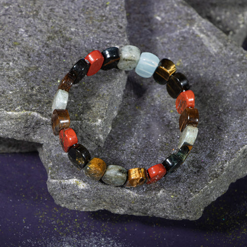 Akrep Burcu Bileklik Dumanlı Kuvars, Golden Obsidyen, Jasper, Kaplan Gözü, Kırmızı Akik, Pembe Kuvars