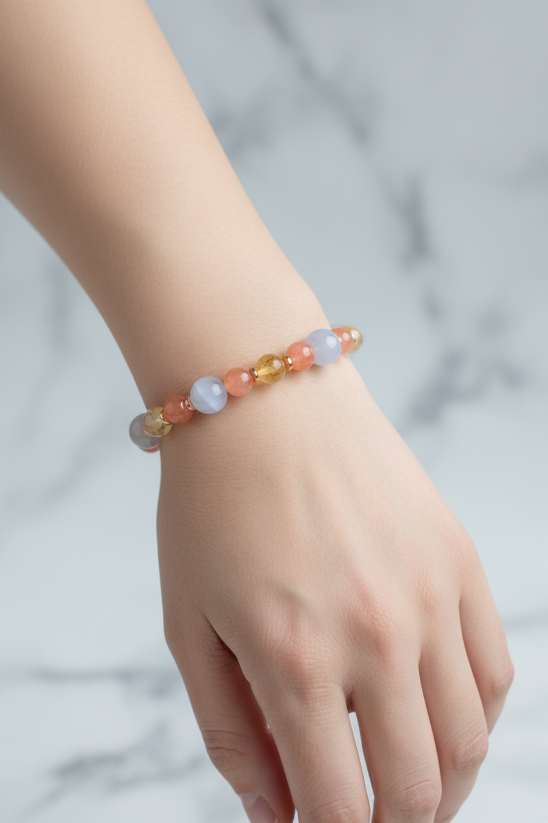 Sitrin, Yemen Akiği, Kalsedon ve Hematit Doğal Taş Bileklik – Misinalı, Unisex Tasarım - Görsel 2 - Safnaturel