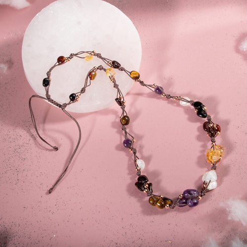 Akrep Burcu Kolye Ametist, Ay Taşı, Bordo Granat Lal, Jasper, Kaplan Gözü, Sitrin, Siyah Turmalin