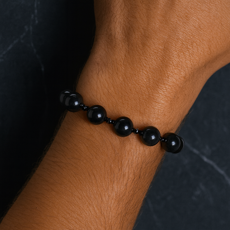 Obsidyen ve Hematit Doğal Taş Bileklik – Şık ve Unisex Tasarım - Görsel 2 - Safnaturel