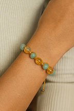 Sitrin, Aventurin Doğal Taş Makrome Bileklik