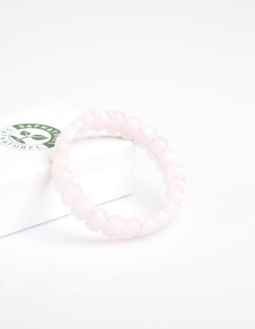 Sertifikalı Pembe Kuvars Doğal Taş 9x14 mm Bileklik
