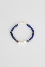 Sertifikalı Lapis Lazuli  - İnci  Doğal Taş Gümüş Kapama Bileklik (Yeni Yaz Sezonu)