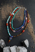 Etiyopya, Akik-Ametist-Lapis-Kaplangözü-Aventurin-Amazonit Doğal Taş Kolye - Görsel 1 - Safnaturel
