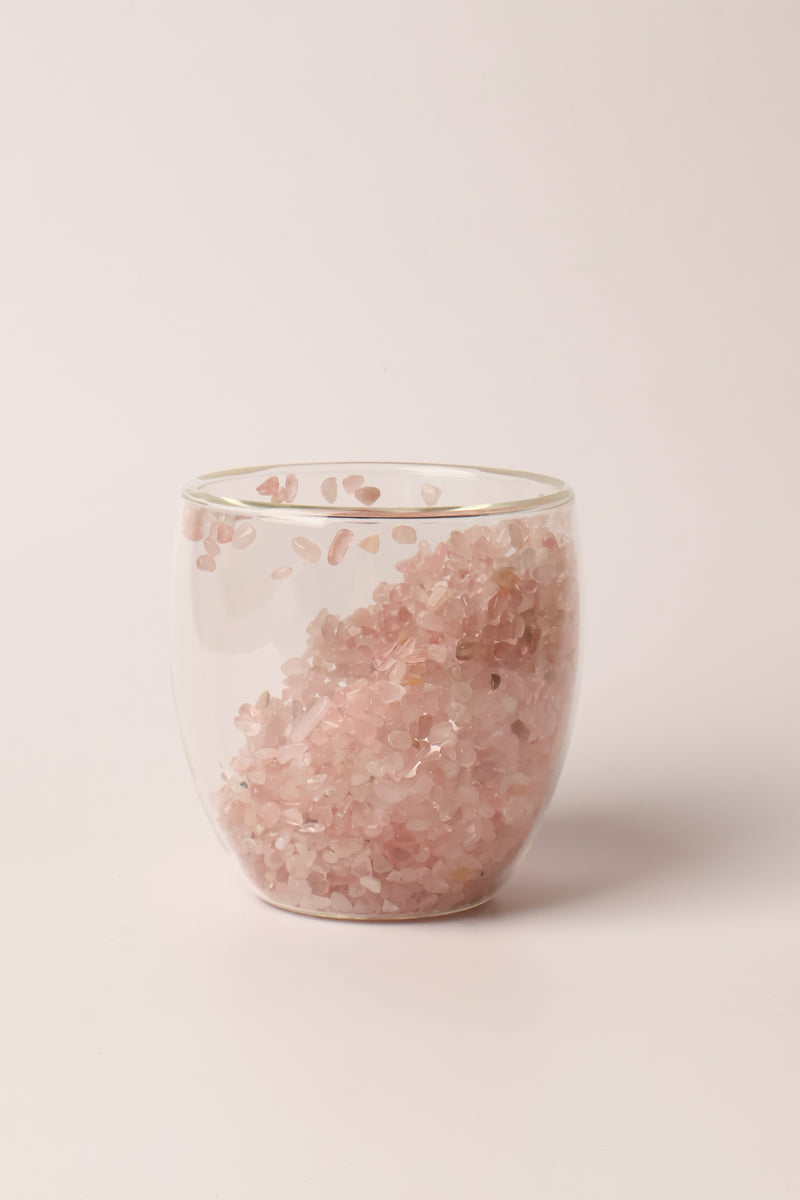 Pembe Kuvars Doğal Taşlı Bardak