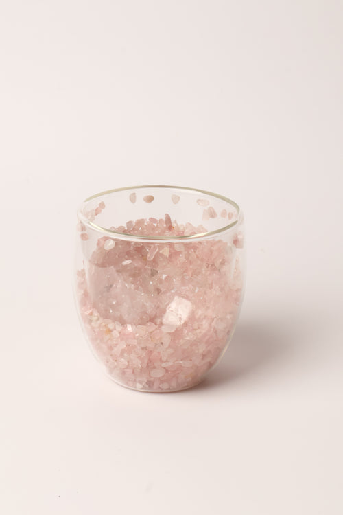 Pembe Kuvars Doğal Taşlı Bardak