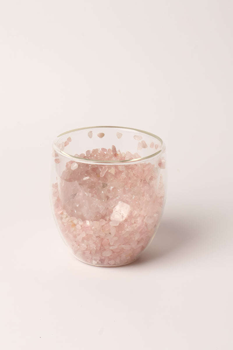 Pembe Kuvars Doğal Taşlı Bardak