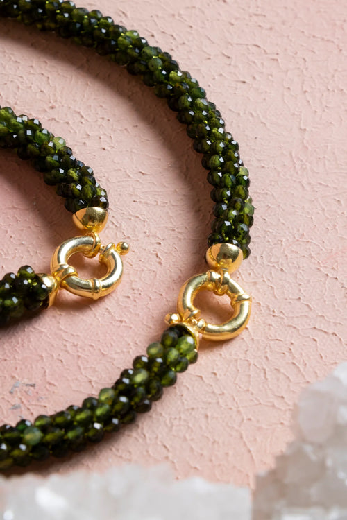 Sertifikalı El İşçiliği Örme Yeşim Gümüş Kapama Set – Kolye 48 cm, Bileklik 19 cm