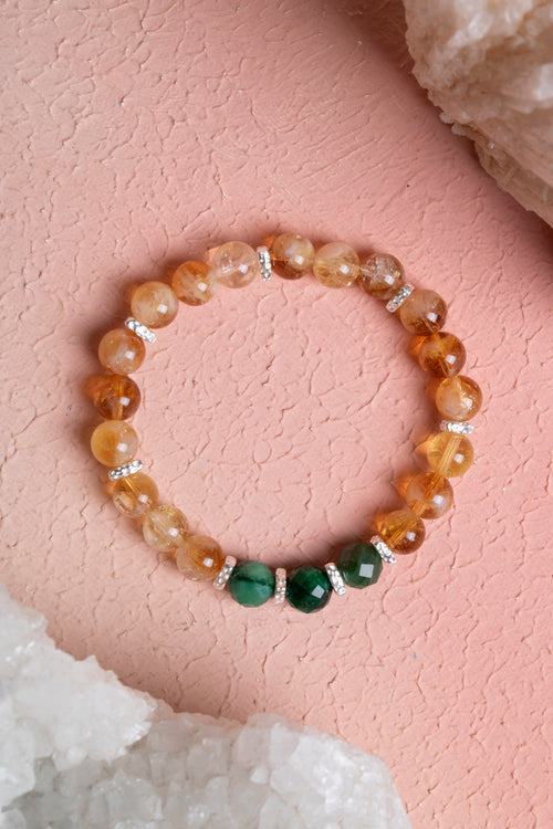 Sitrin - Zümrüt Doğaltaş 925 Ayar Gümüş Bileklik