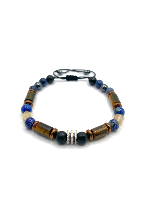 Sertifikalı Şungit, Sodalit, Hematit, Lapis Lazuli, Dumortierit, Kaplan Gözü ve Sitrin Doğaltaş Bileklik