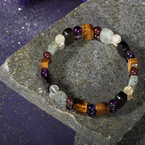 Akrep Burcu Bileklik Ametist, Bordo Granat Lal, Golden Obsidyen, Kaplan Gözü, Labradorit, Sitrin