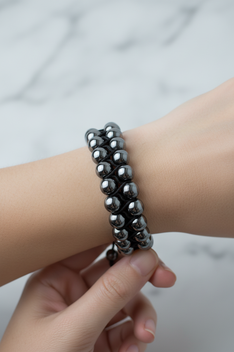 Hematit 8mm Çift Sıra Makrome Doğal Taş Bileklik - Görsel 1 - Safnaturel