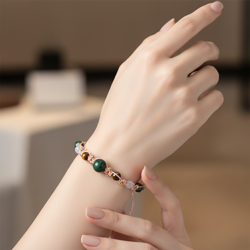 Yengeç Burcu Doğal Taş Makrome Bileklik - Görsel 2 - Safnaturel