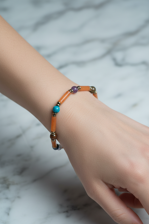 Apatit, Krizokol ve Yeşim Doğal Taş Boğa Burcu Bilekliği – Unisex Şık Tasarım - Görsel 2 - Safnaturel