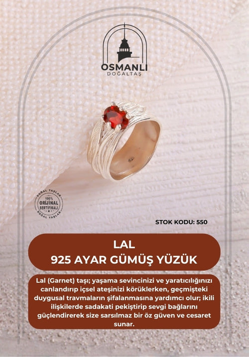 Sertifikalı Lal 925 Ayar Gümüş Yüzük (SK:550)