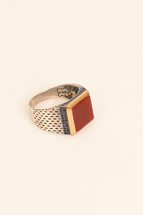 Akik Doğal Taş 925 Ayar Gümüş Yüzük