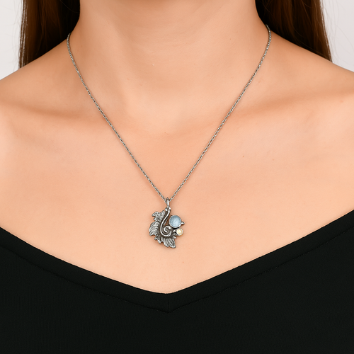 Akuamarin Doğal Taş 925 Ayar Gümüş Kolye