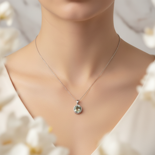 Akuamarin Doğal Taş 925 Ayar Gümüş Kolye - Görsel 2 - Safnaturel