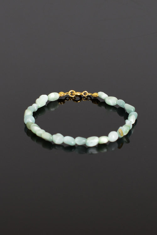 Akuamarin Doğal Taş Gümüş Kapama Tasarım Bileklik