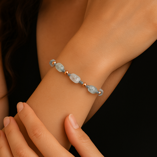 Aquamarine Natural Stone Macrame Bracelet