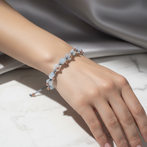 Akuamarin Doğal Taş Makrome Bileklik