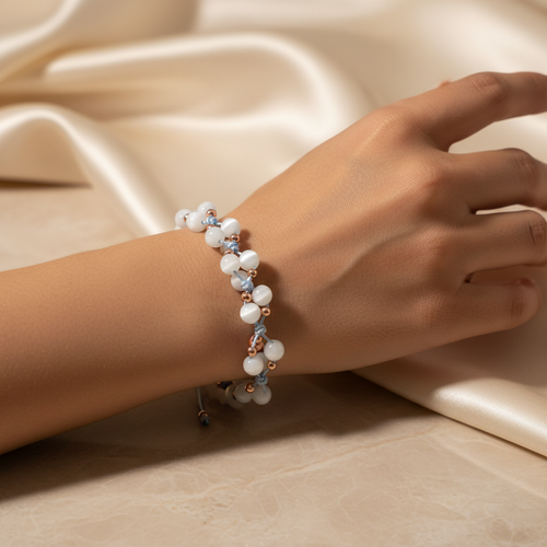 Akuamarin Üçlü Makrome Özel Tasarım Bileklik