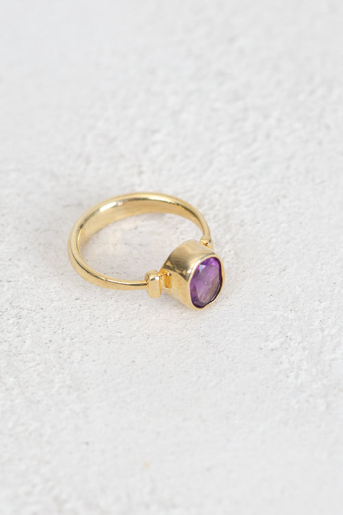 Ametist Doğal Taş 925 Ayar Gümüş Yüzük