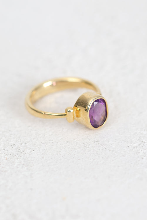 Ametist Doğal Taş 925 Ayar Gümüş Yüzük