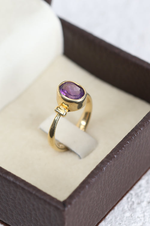 Ametist Doğal Taş 925 Ayar Gümüş Yüzük