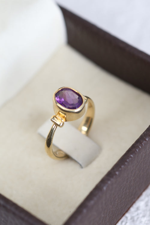 Ametist Doğal Taş 925 Ayar Gümüş Yüzük