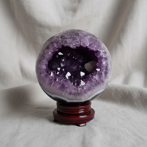 Ametist Doğal Taş Ahşap Standlı Küre
