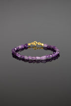 Ametist Doğal Taş Gümüş Kapama Tasarım Bileklik