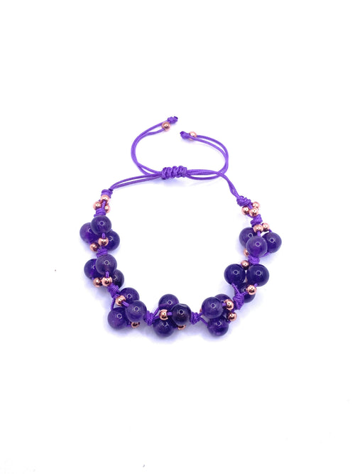 Ametist Doğal Taş Merdiven Kapama İpli Her Bileğe Uygun Bileklik 