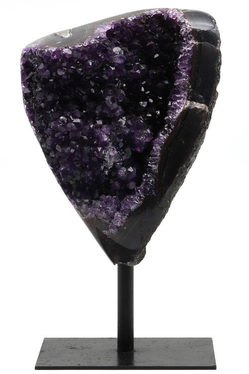 Amethyst Natural Stone Raw Piece with Stand | Collectible Purple Crystal Decorative Stone