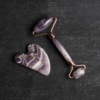 Ametist Taşı Masaj Takımı - Roller ve Gua Sha Kaz Ayaklı Set