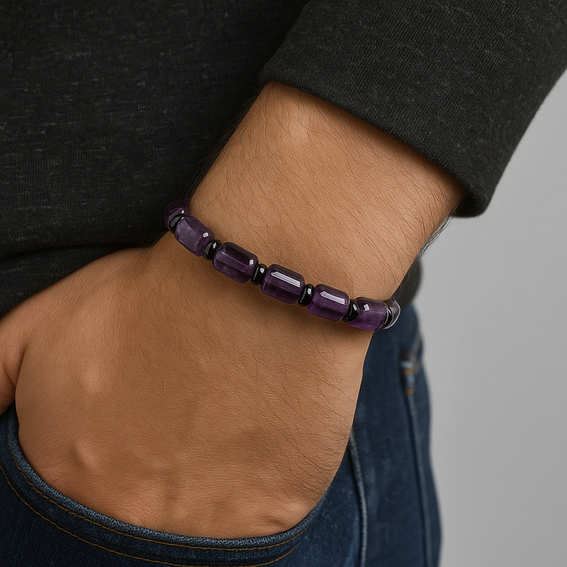 Ametrin - Hematit Doğal Taş Unisex Bileklik - Görsel 1 - Safnaturel
