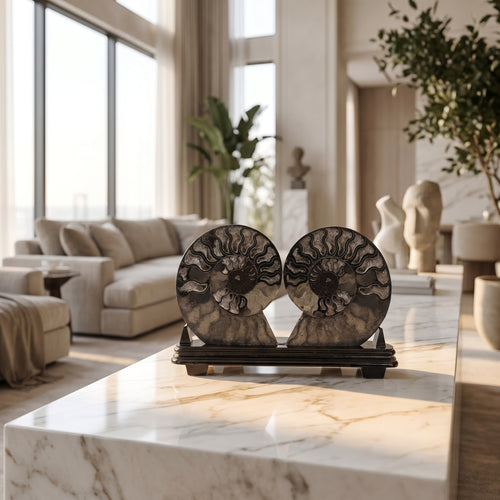 Amonit Doğal Taş Standlı Fosil