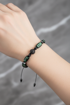 Anyolit - Hematit Doğal Taş Zirkon Aparatlı Makrome Bileklik