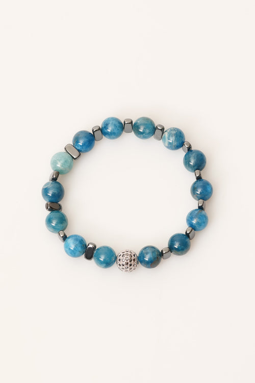 Apatit - Hematit 10 mm Doğal Taş Zirkon Aparatlı Bileklik